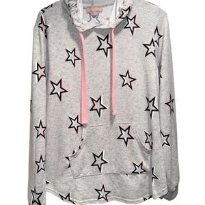 Brushed 2XL Hooded Sweatshirt Gray Star Accents
